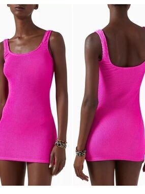 Good American Fuchsia Knit Tank Mini Dress